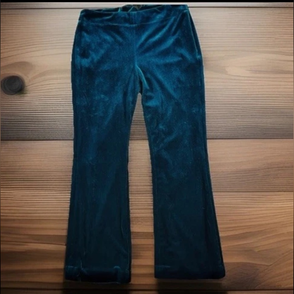 IRIS SETLAKWE Pants Womens Size 4 Turquoise Velvet Lined Straight Leg Side Zip - Picture 2 of 11